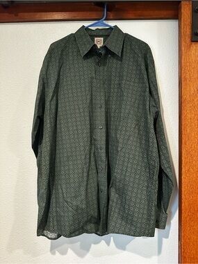 Cinch Dark Green Geometric Button-Up Shirt Jacket